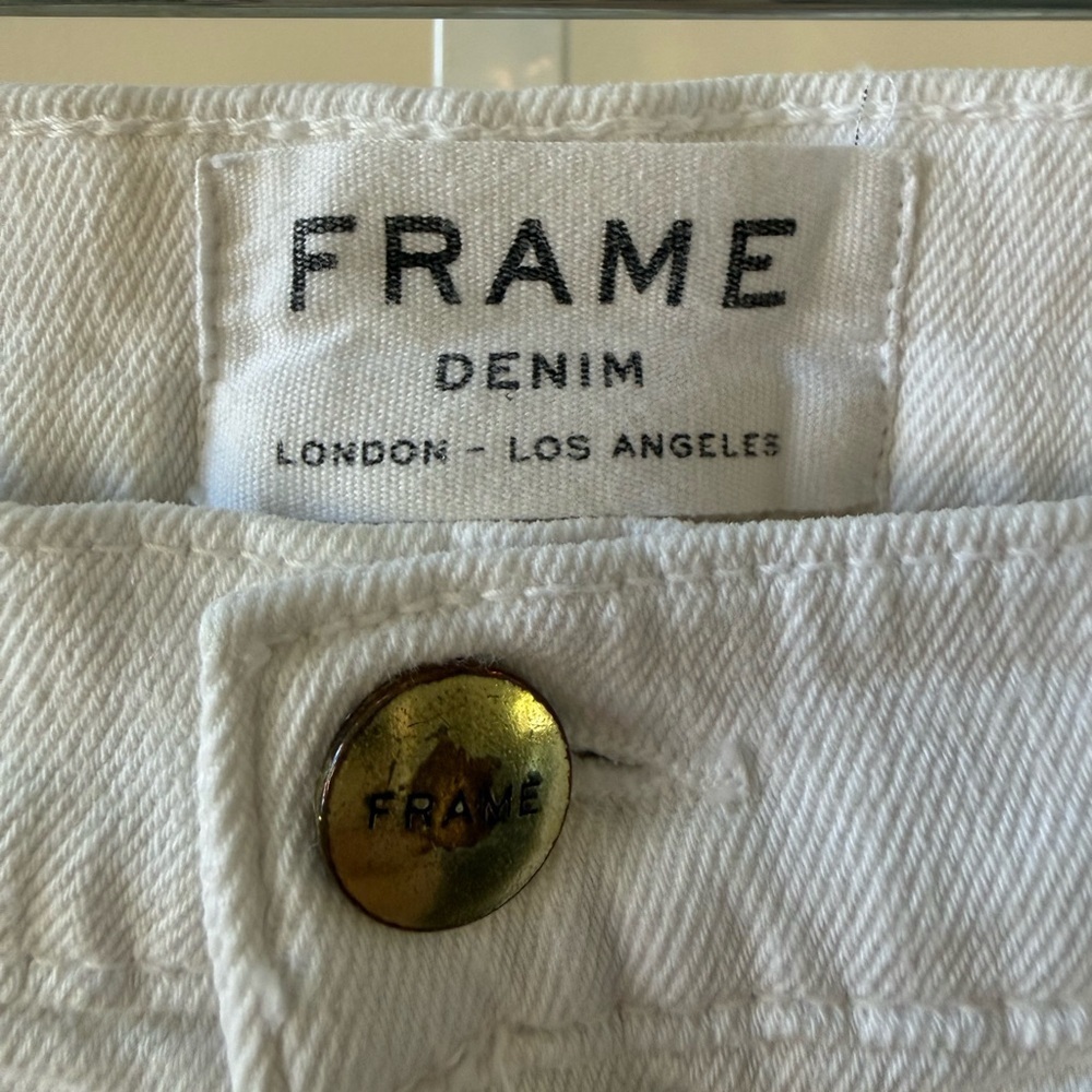 Frame Denim Le Boy White Distressed Ankle Jeans Sz 27 - Picture 7 of 12